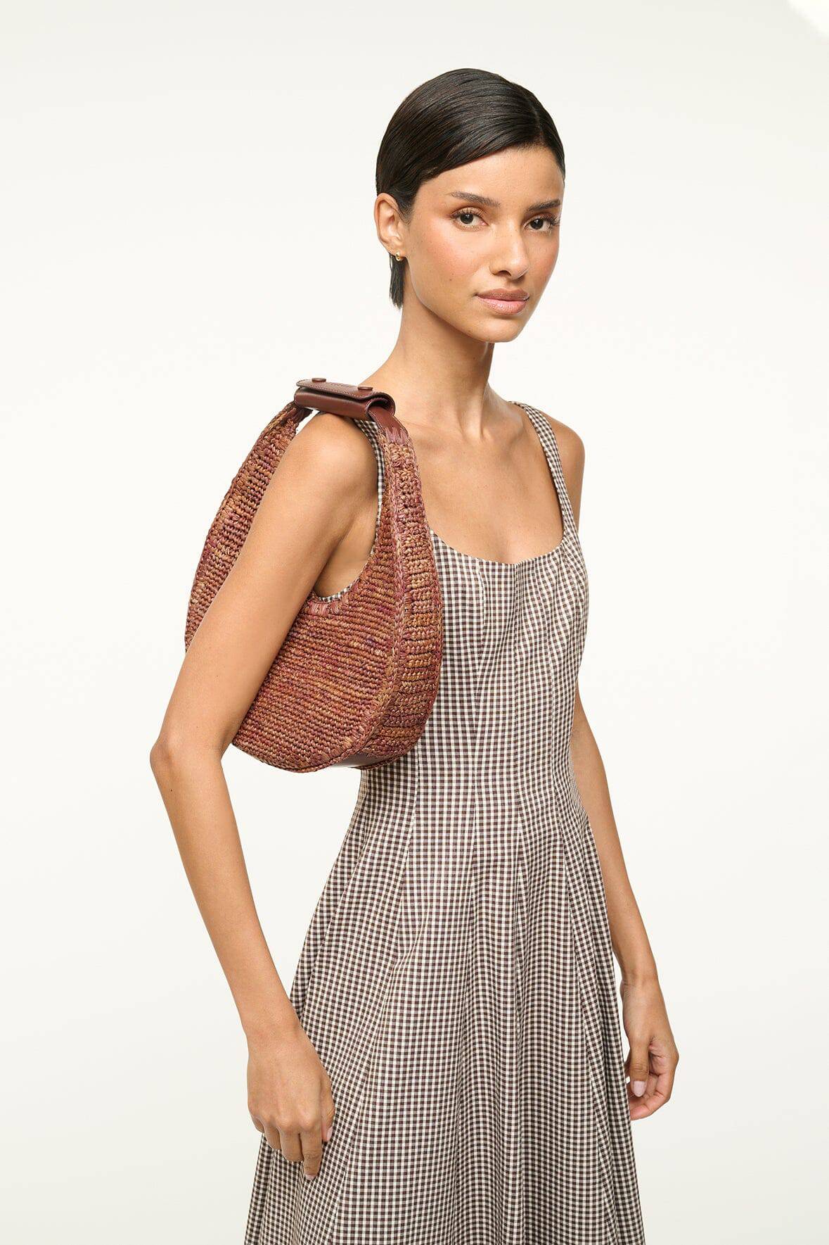 MOON RAFFIA BAG | MAHOGANY - ROMKAE