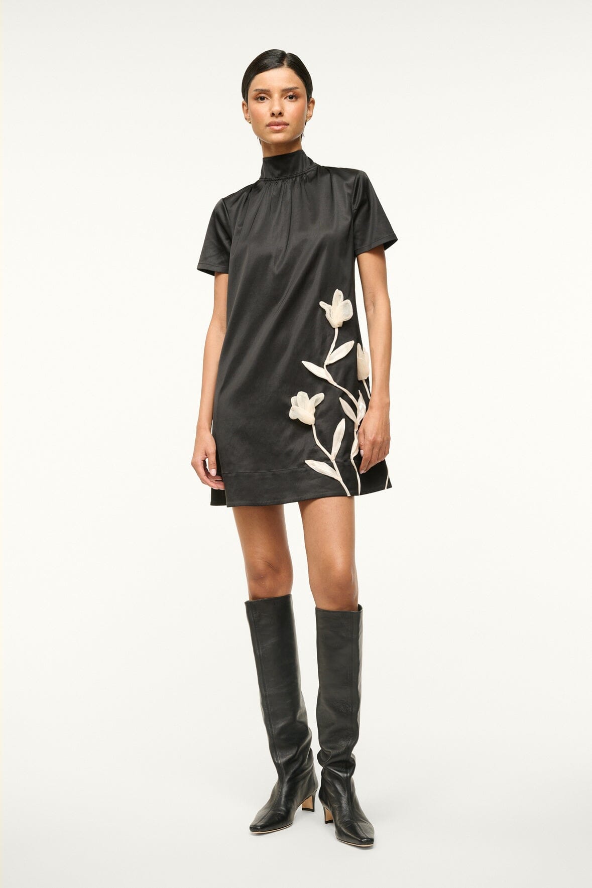 MINI ILANA DRESS | BLACK SATIN