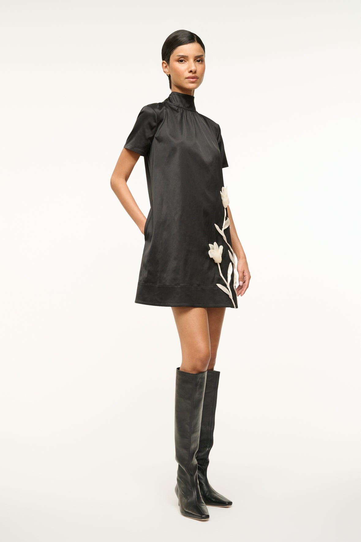 MINI ILANA DRESS | BLACK SATIN
